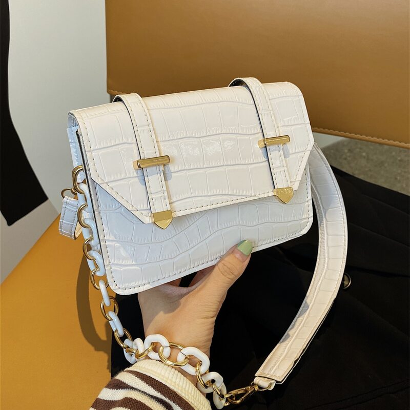 

Stone Grain Shoulder Bag, White