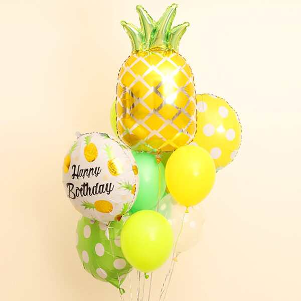 

10pcs Pineapple Design Birthday Decorative Balloon, Multicolor
