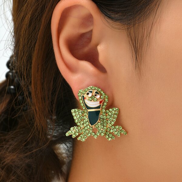 

Cartoon Frog Earrings, Green