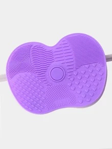 RANCAI 1pc Small Silicone Make Up Brush Cleaning Mat, Makeup Brush Cleaner Mats, Cosmetic Cleaning Pads, Portable Washing Tool With Suction Cup For Makeup Cosmetic Brushes - Purple - View 3