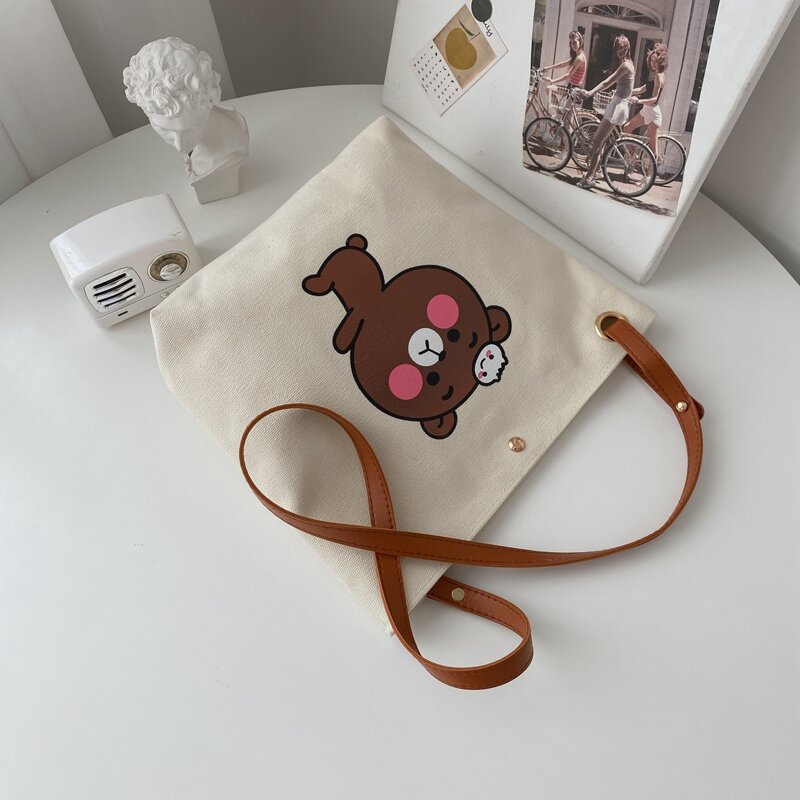

Cartoon Graphic Crossbody Bag, Beige