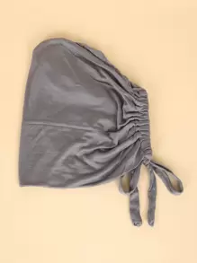 Solid Simple Hat Bonnet Hair Bonnet Turban Sleep Bonnet - Dark Grey - View 2