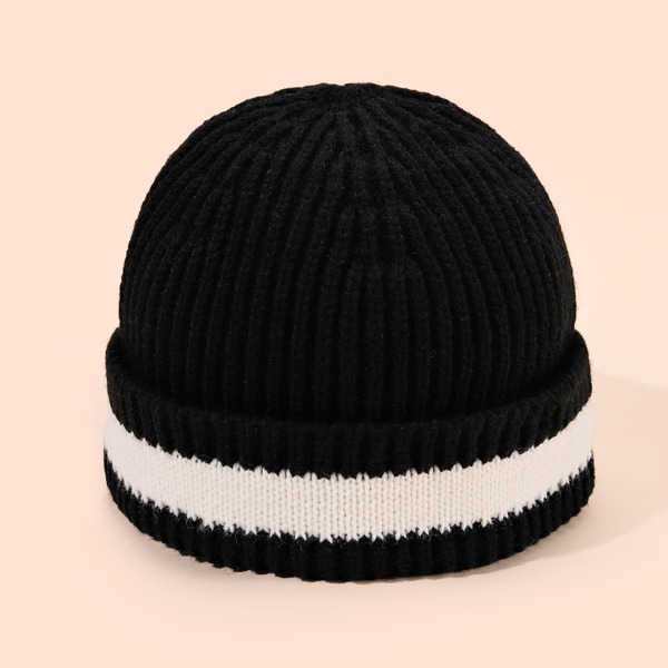 

Simple Knit Beanie, Black and white