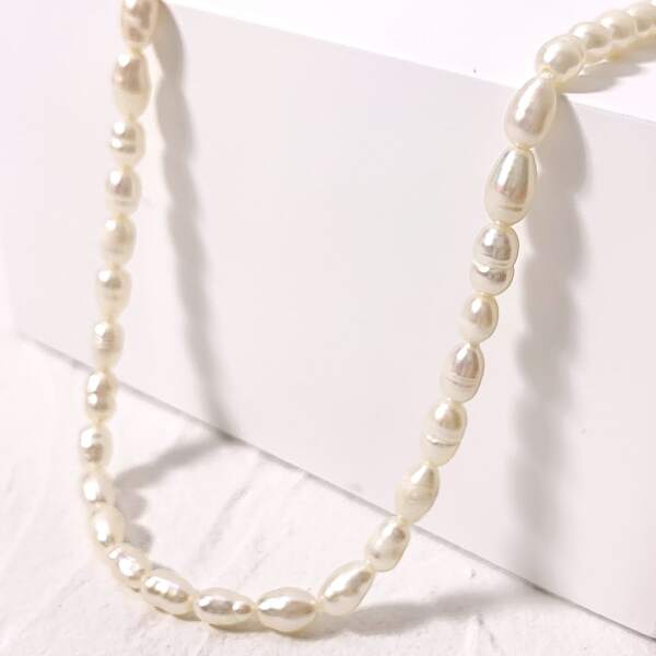 

14K Gold Plated Natural Pearl Beaded Necklace, White