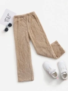 SHEIN Girls Teddy Wide Leg Pants