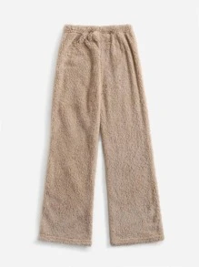 SHEIN Girls Teddy Wide Leg Pants
