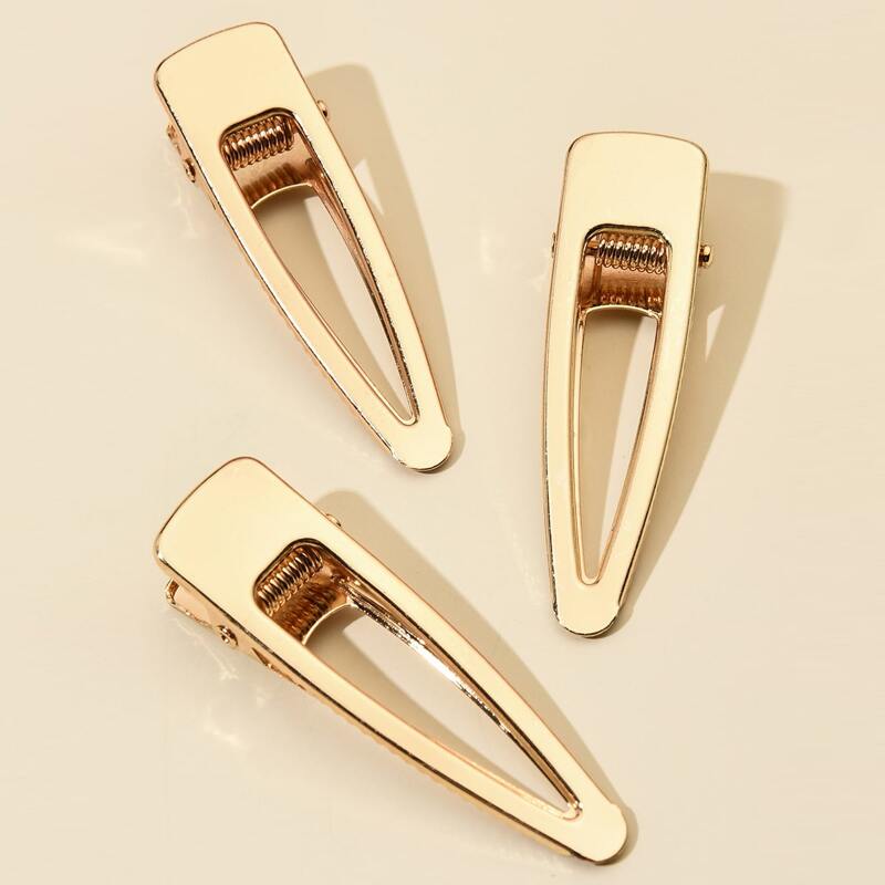 

3pcs Minimalist Hair Clip, Gold