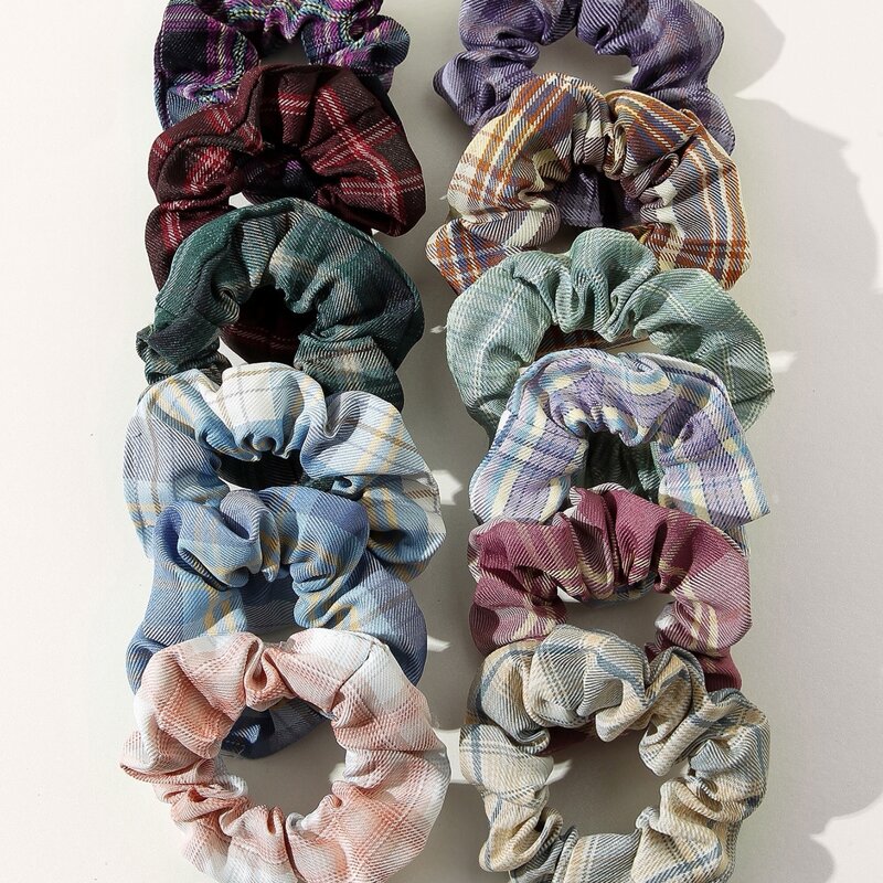 

3pcs Random Plaid Pattern Scrunchie, Multicolor