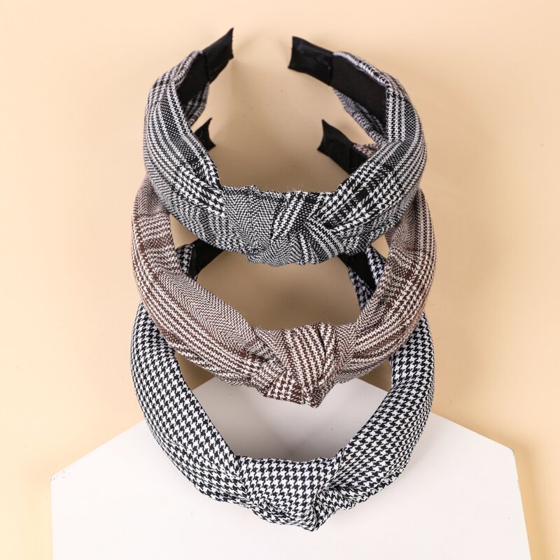 

3pcs Houndstooth Hair Hoop, Multicolor