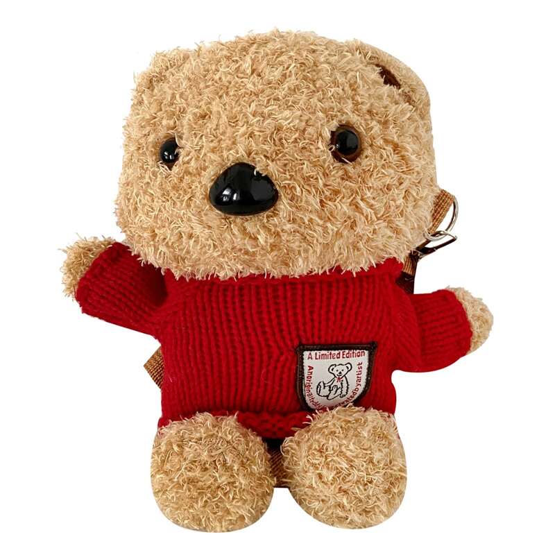 

Fluffy Bear Crossbody Bag, Red