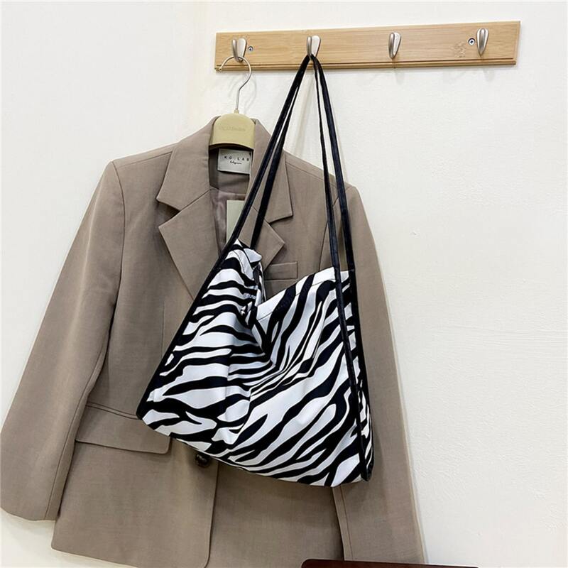 

Zebra Striped Pattern Tote Bag, Black and white