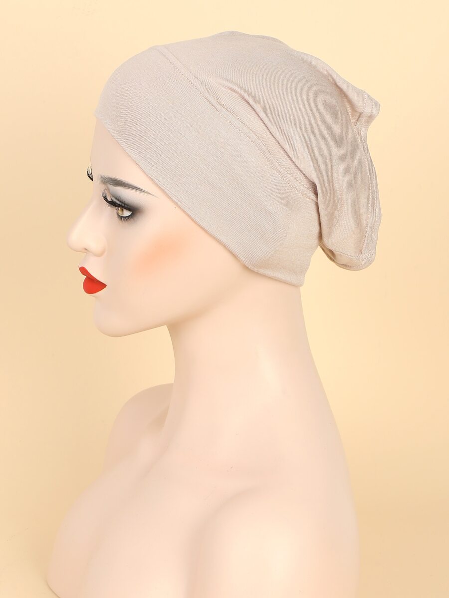Silky Solid Color Non-Slip Beanie, Simple & Practical Multipurpose - Khaki - View 1