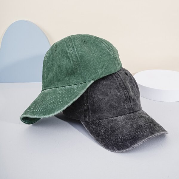 

2pcs Men Solid Baseball Cap, Multicolor