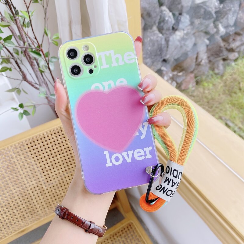 

Heart Pattern Phone Case With Lanyard, Multicolor