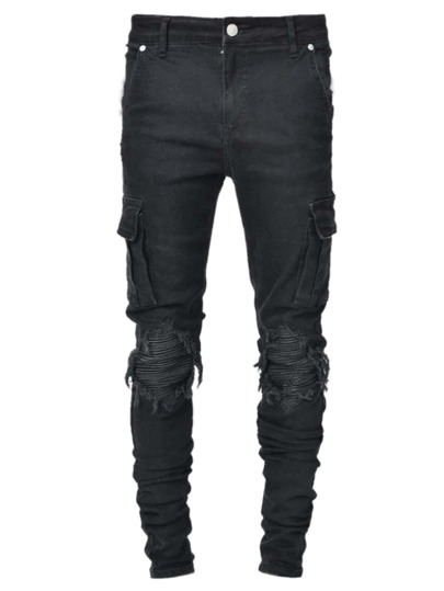 Guys Distressed Cargo Jeans