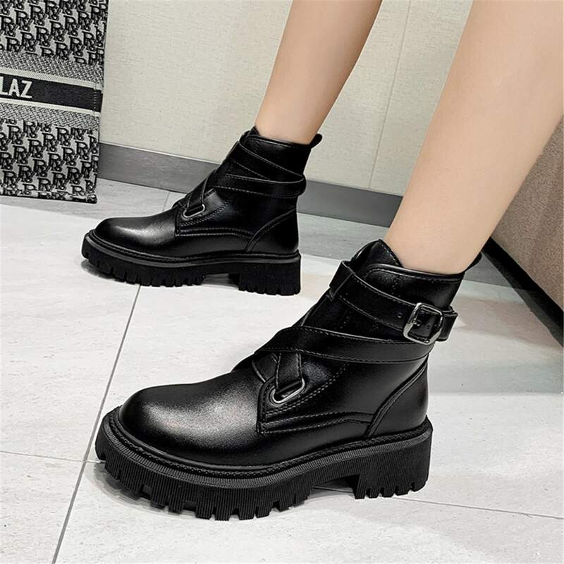 

Buckle Decor Boots, Black