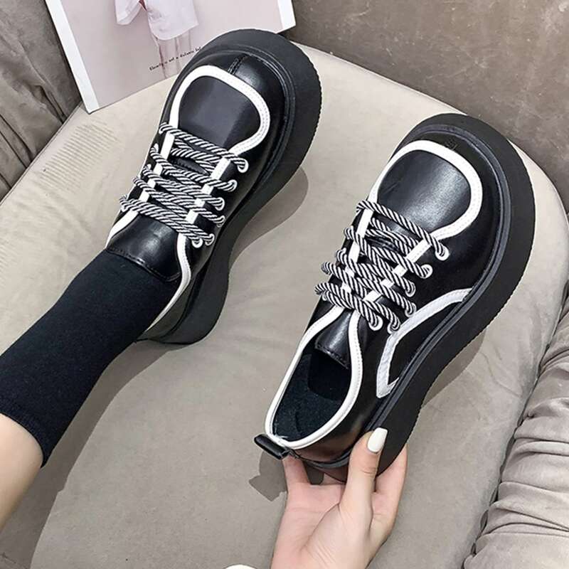 

Colorblock Flatform Shoes, Black