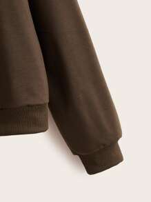 ROMWE Street Life 字母汽車圖案下垂肩運動衫 - 咖啡棕 - 查看 3