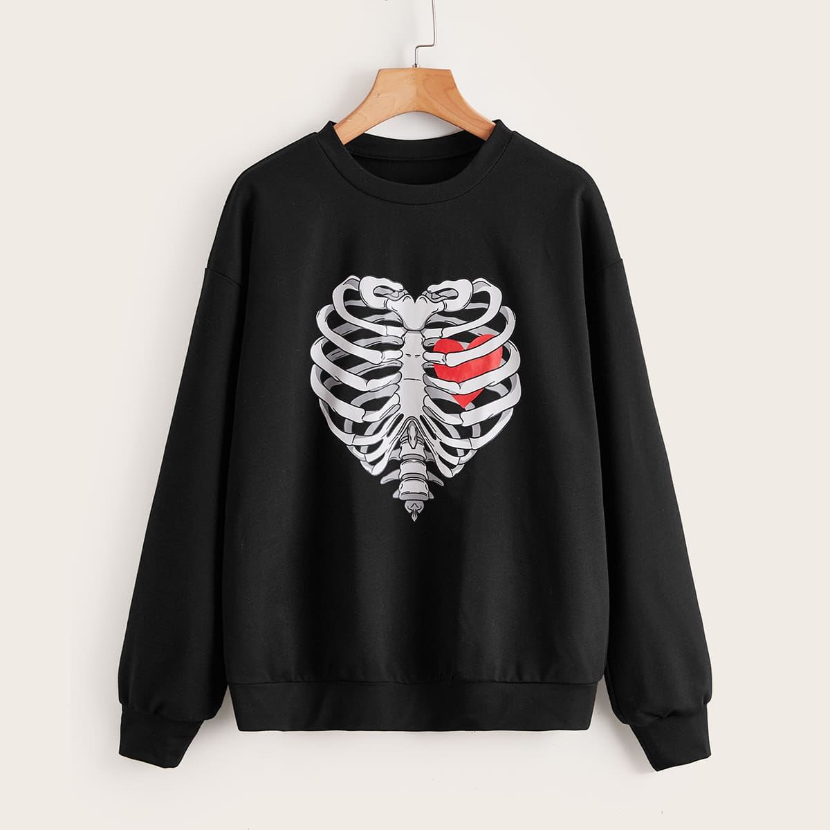 

Skeleton & Heart Graphic Sweatshirt, Black