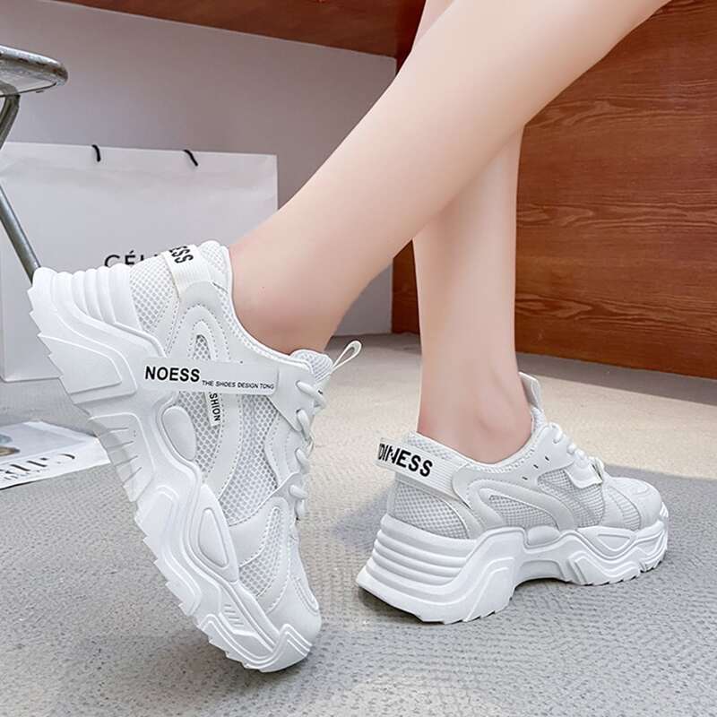 

Minimalist Lace Up Front Chunky Sneakers, White
