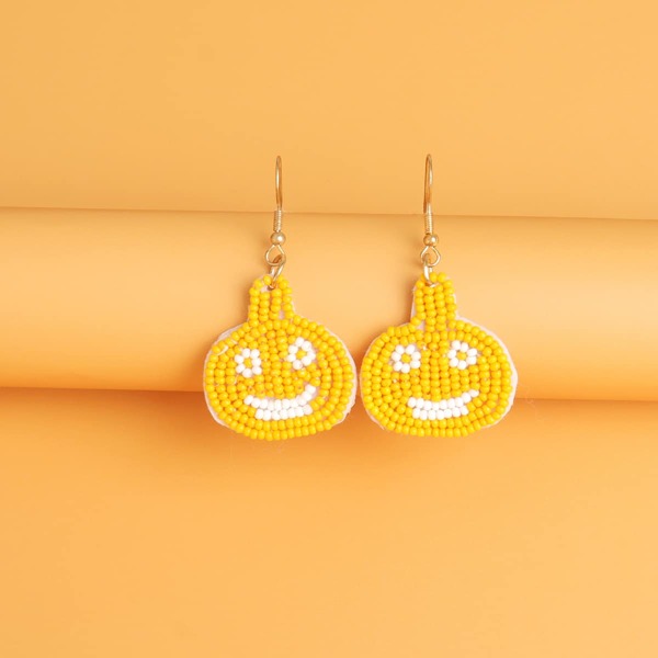 

Beaded Pumpkin Decor Drop Earrings, Yellow