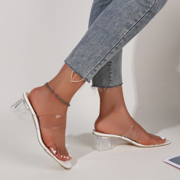 

Clear Chunky Mule Sandals