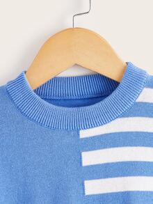 Áo len cho bé trai tập đi Sọc Giải trí - Màu xanh lam - Xem 3