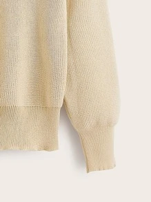 Girls Drop Shoulder Ribbed Knit Jumper - Khaki - View 3