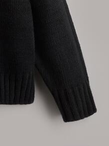 Girls Two Tone Drop Shoulder Jumper - Black and White - View 3