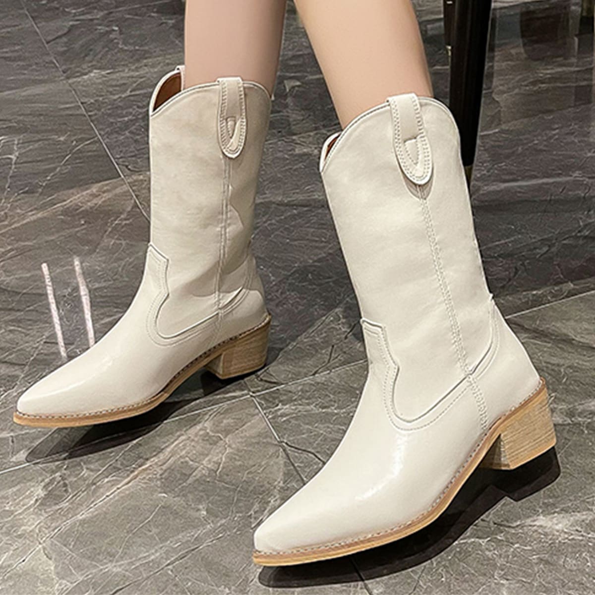 

Minimalist Riding Boots, Beige