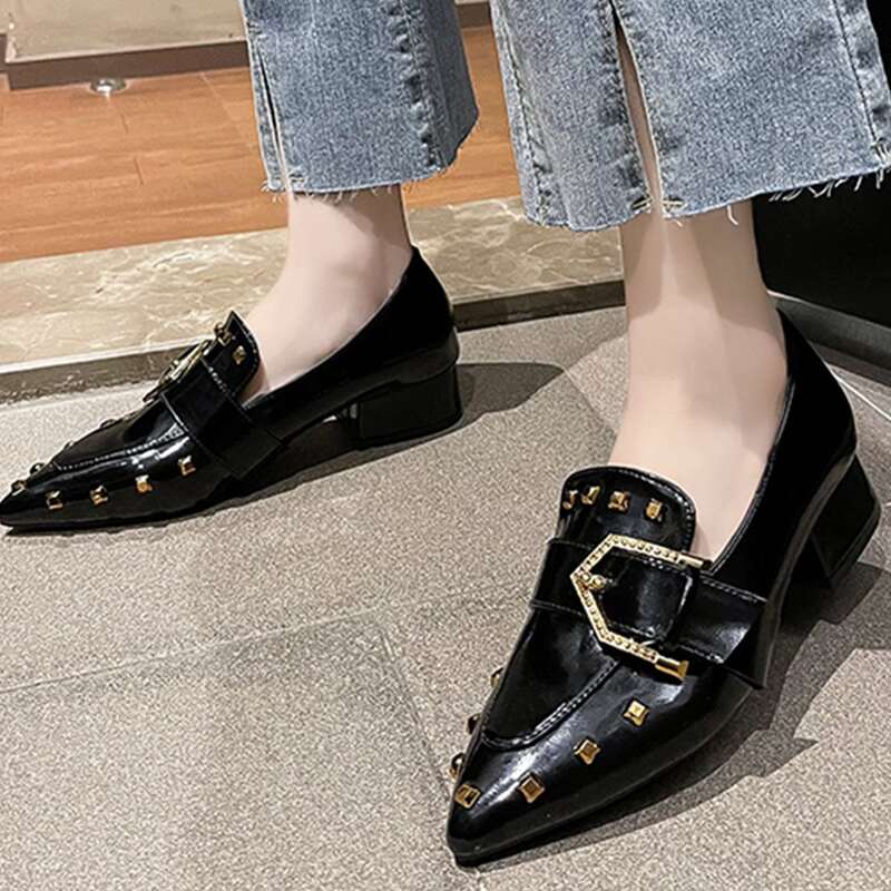 

Buckle Decor Loafers, Black