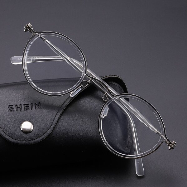 

Men Geometric Frame Eyeglasses, Clear