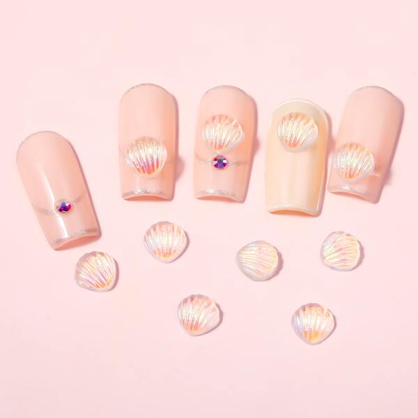 

10pcs Shell Shaped Nail Art Decoration, Clear