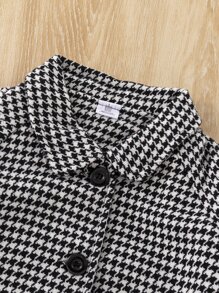 Niñas Abrigo con estampado de pata de gallo de manga raglán - Blanco y Negro - Ver 3