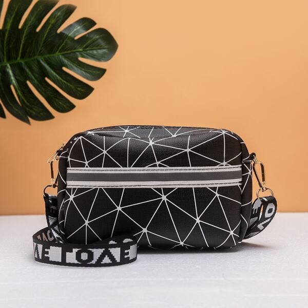

Geo Graphic Square Bag, Black