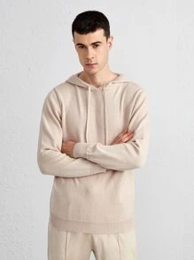 Manfinity Men Solid Drawstring Hooded Jumper - Apricot - View 1