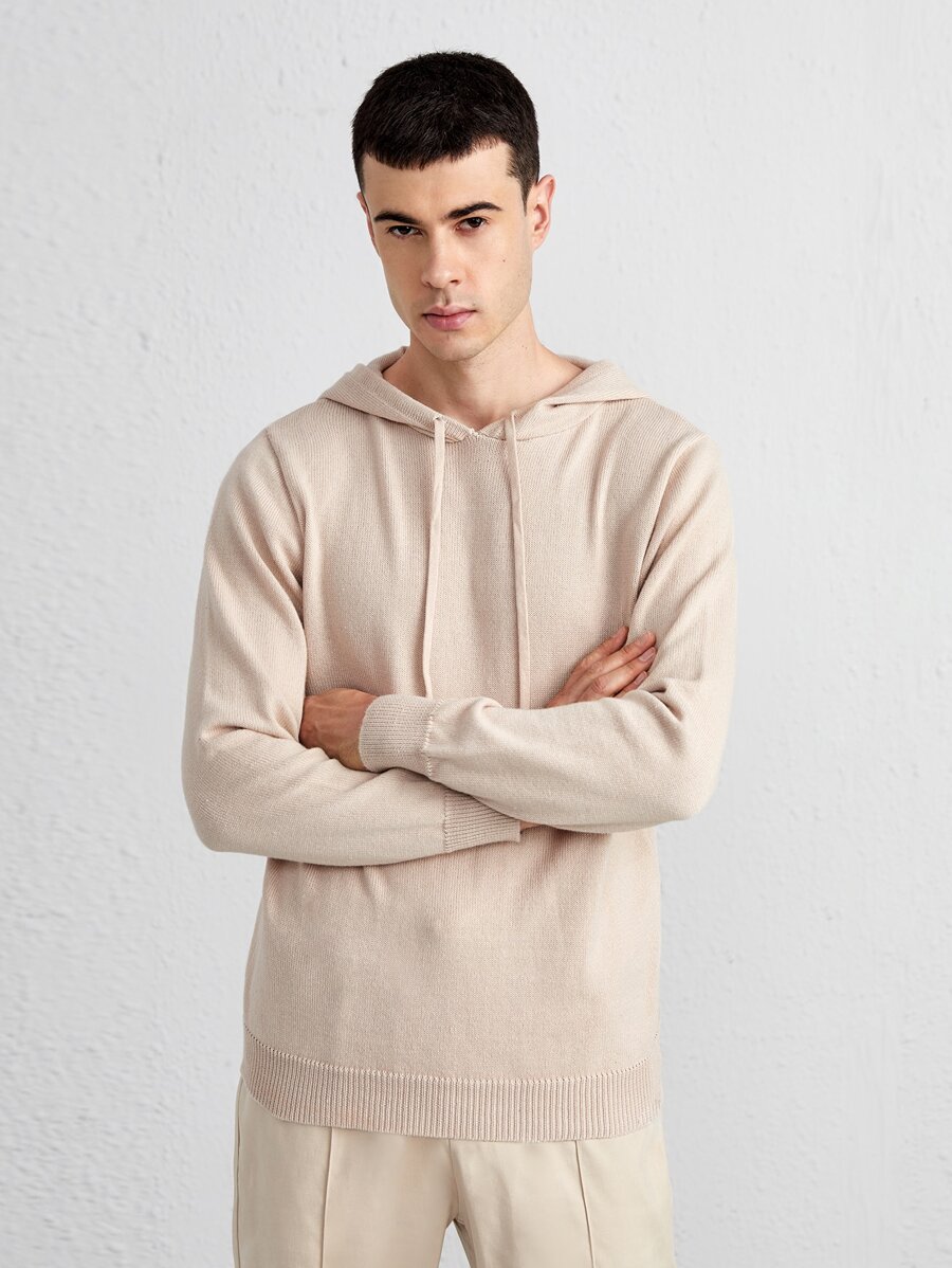 Manfinity Men Solid Drawstring Hooded Jumper - Apricot - View 1