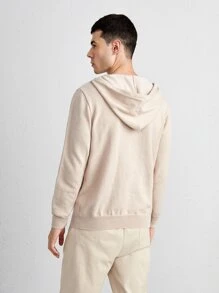 Manfinity Men Solid Drawstring Hooded Jumper - Apricot - View 2
