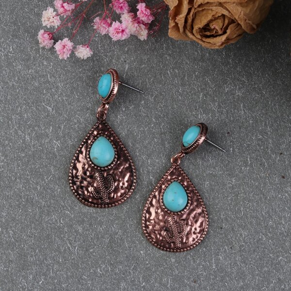 

Water Drop Earrings, Bronze