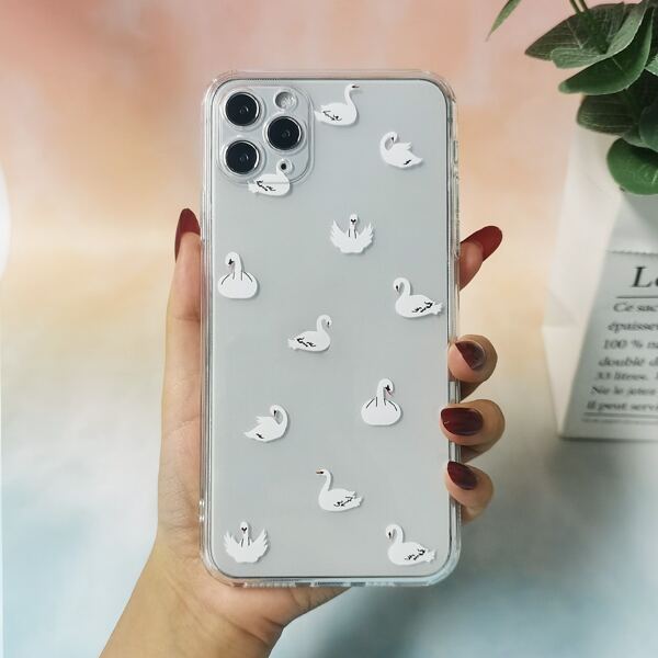 

Swan Pattern Clear Phone Case
