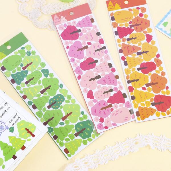 

1pc Random Tree Pattern Sticker, Multicolor