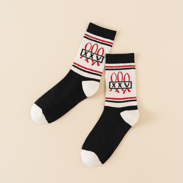 

Graphic Print Crew Socks, Multicolor