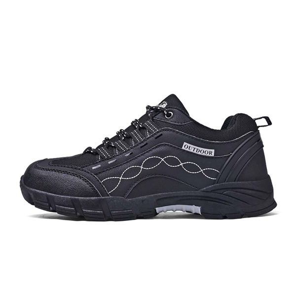 

Men Stitch Detail Lace Up Front Hiking Shoes, Black