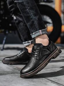 Men Lace Up Decor Ankle Boots - Black - View 1