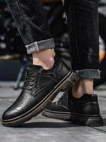 Men Lace Up Decor Ankle Boots - Black - View 5
