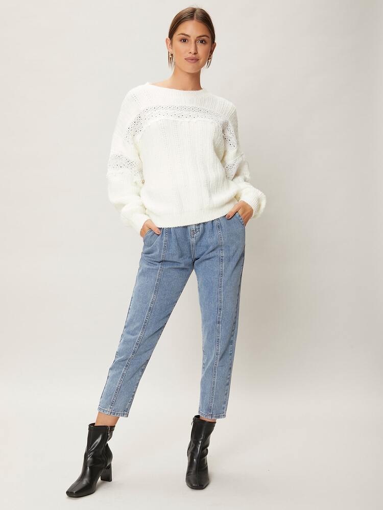 MOTF PREMIUM WOOL MIX DROP SHOULDER JUMPER - White - View 8
