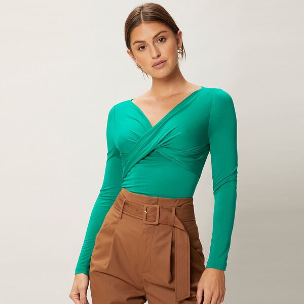 

VISCOSE SLIM TWIST T-SHIRT, Green