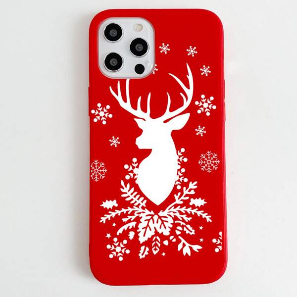 

Christmas Elk Phone Case, Red and white