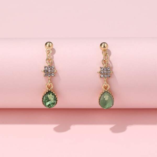 

Rhinestone Decor Earrings, Gold