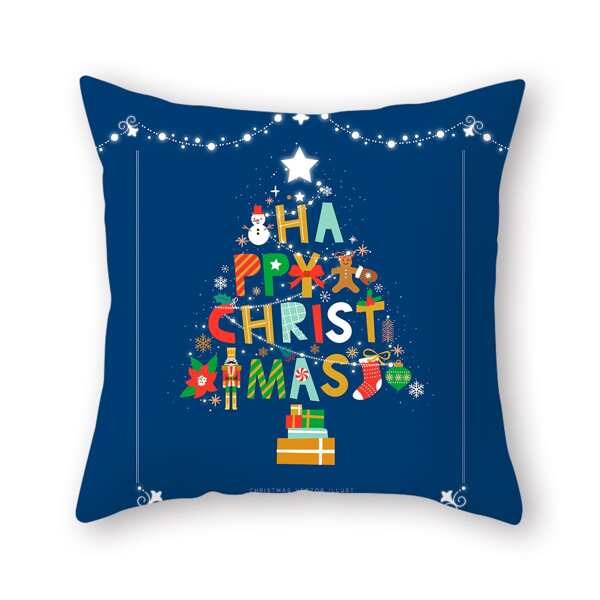 

Christmas Slogan Graphic Cushion Cover Without Filler, Multicolor